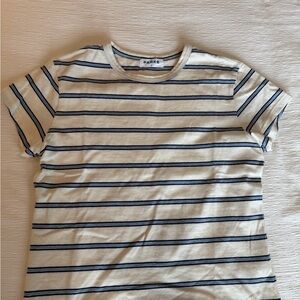 Parke Cream & Navy Striped Short Sleeve Tee